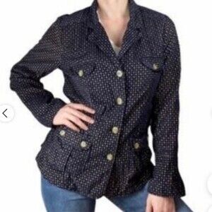 Sundance Lightweight Corduroy Blue And Gold Blazer Jacket Large Cinched Waist